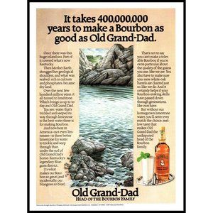 1987 Old Grand-Dad Bourbon Whiskey Vintage Print Ad Drawing Limestone Rocks Art
